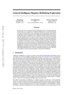 General Intelligence Requires Rethinking Exploration