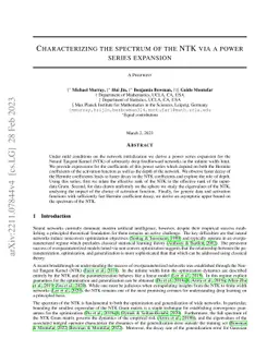 Characterizing the Spectrum of the NTK via a Power Series Expansion