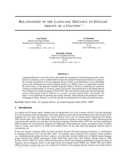 Relationship of the language distance to English ability of a country