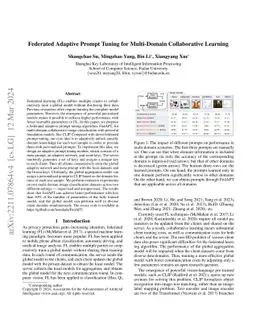 Federated Adaptive Prompt Tuning for Multi-Domain Collaborative Learning