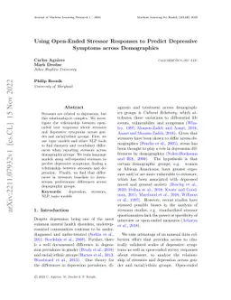 Using Open-Ended Stressor Responses to Predict Depressive Symptoms
  across Demographics