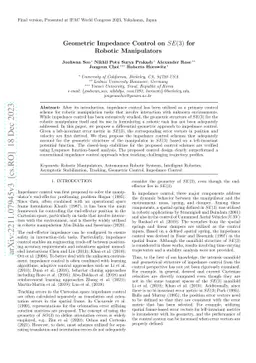 Geometric Impedance Control on SE(3) for Robotic Manipulators