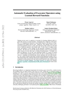 Automatic Evaluation of Excavator Operators using Learned Reward
  Functions