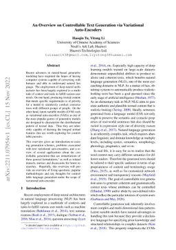 An Overview on Controllable Text Generation via Variational
  Auto-Encoders