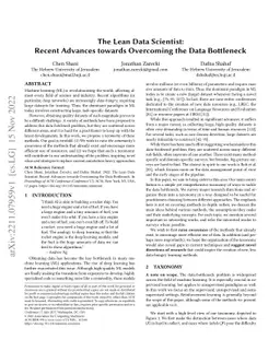 The Lean Data Scientist: Recent Advances towards Overcoming the Data
  Bottleneck