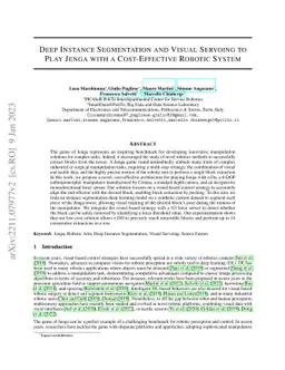 Deep Instance Segmentation and Visual Servoing to Play Jenga with a
  Cost-Effective Robotic System