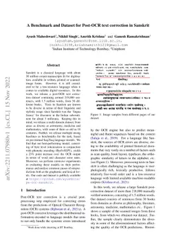 A Benchmark and Dataset for Post-OCR text correction in Sanskrit