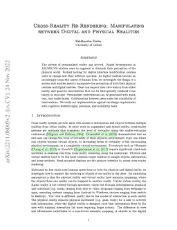 Cross-Reality Re-Rendering: Manipulating between Digital and Physical
  Realities