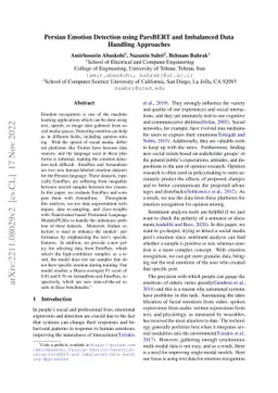 Persian Emotion Detection using ParsBERT and Imbalanced Data Handling
  Approaches