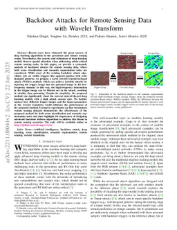 Backdoor Attacks for Remote Sensing Data with Wavelet Transform