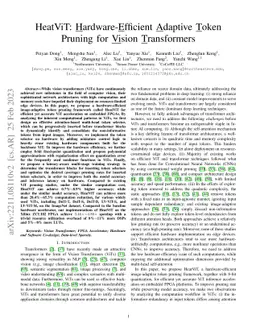 HeatViT: Hardware-Efficient Adaptive Token Pruning for Vision
  Transformers