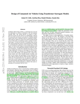 Design of Unmanned Air Vehicles Using Transformer Surrogate Models