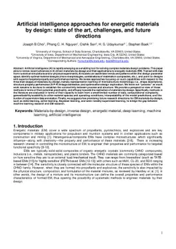 Artificial intelligence approaches for materials-by-design of energetic
  materials: state-of-the-art, challenges, and future directions