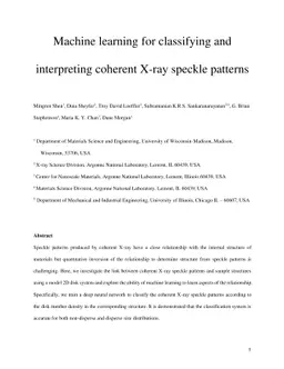Machine learning for classifying and interpreting coherent X-ray speckle
  patterns