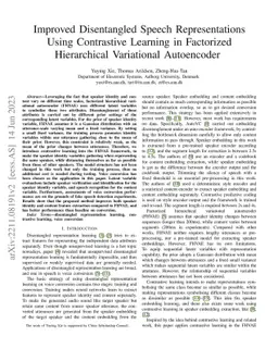 Improved disentangled speech representations using contrastive learning
  in factorized hierarchical variational autoencoder