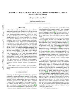 Is Style All You Need? Dependencies Between Emotion and GST-based
  Speaker Recognition