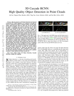 3D Cascade RCNN: High Quality Object Detection in Point Clouds