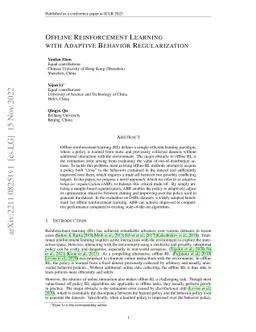 Offline Reinforcement Learning with Adaptive Behavior Regularization