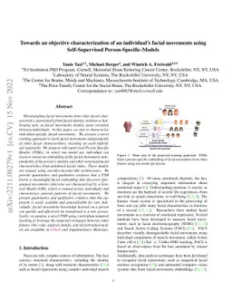 Towards an objective characterization of an individual's facial
  movements using Self-Supervised Person-Specific-Models
