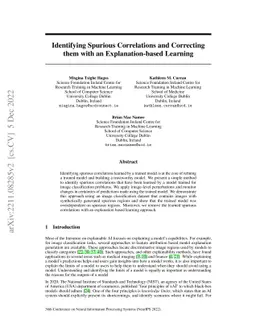 Identifying Spurious Correlations and Correcting them with an
  Explanation-based Learning