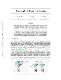 Homomorphic Self-Supervised Learning