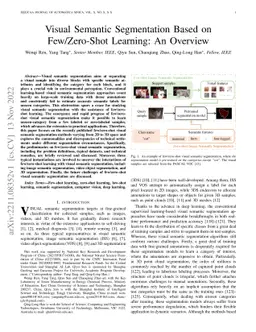 Visual Semantic Segmentation Based on Few/Zero-Shot Learning: An
  Overview
