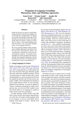 Pragmatics in Language Grounding: Phenomena, Tasks, and Modeling
  Approaches
