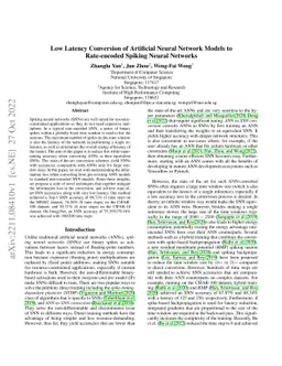 Low Latency Conversion of Artificial Neural Network Models to
  Rate-encoded Spiking Neural Networks