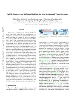 CaDM: Codec-aware Diffusion Modeling for Neural-enhanced Video Streaming