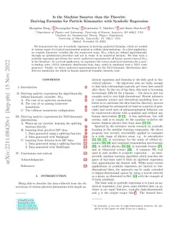 Is the Machine Smarter than the Theorist: Deriving Formulas for Particle
  Kinematics with Symbolic Regression