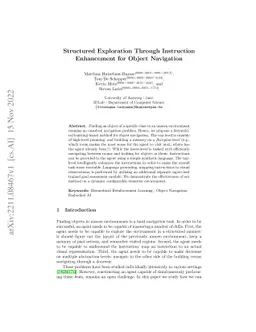 Structured Exploration Through Instruction Enhancement for Object
  Navigation