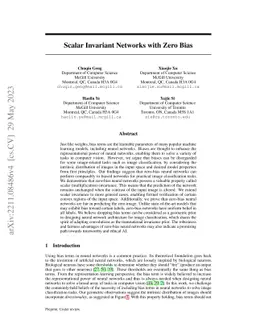 Scalar Invariant Networks with Zero Bias