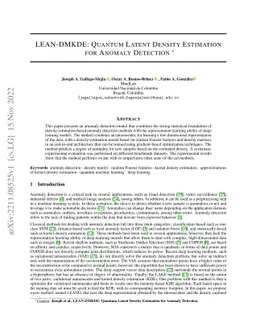LEAN-DMKDE: Quantum Latent Density Estimation for Anomaly Detection