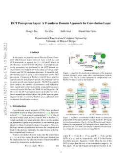 DCT Perceptron Layer: A Transform Domain Approach for Convolution Layer