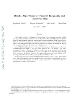 Bandit Algorithms for Prophet Inequality and Pandora's Box