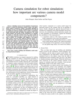 Camera simulation for robot simulation: how important are various camera
  model components?