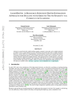 LightDepth: A Resource Efficient Depth Estimation Approach for Dealing
  with Ground Truth Sparsity via Curriculum Learning