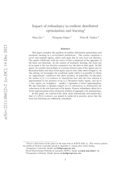 Impact of Redundancy on Resilience in Distributed Optimization and
  Learning