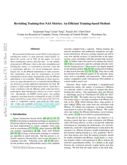 Revisiting Training-free NAS Metrics: An Efficient Training-based Method