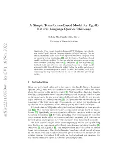 A Simple Transformer-Based Model for Ego4D Natural Language Queries
  Challenge