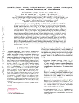 Near-Term Quantum Computing Techniques: Variational Quantum Algorithms,
  Error Mitigation, Circuit Compilation, Benchmarking and Classical Simulation
