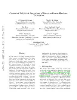 Comparing Subjective Perceptions of Robot-to-Human Handover Trajectories