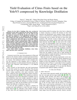 Yield Evaluation of Citrus Fruits based on the YoloV5 compressed by
  Knowledge Distillation