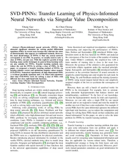SVD-PINNs: Transfer Learning of Physics-Informed Neural Networks via
  Singular Value Decomposition