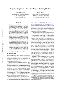 Cognitive Simplification Operations Improve Text Simplification