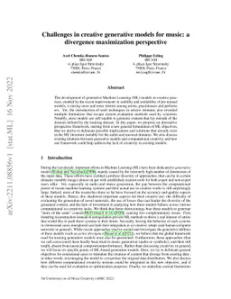 Challenges in creative generative models for music: a divergence
  maximization perspective