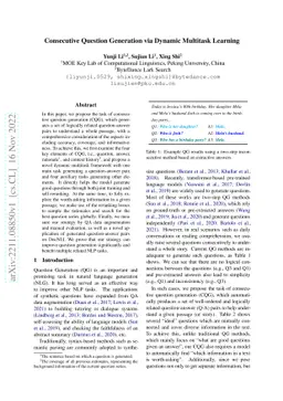 Consecutive Question Generation via Dynamic Multitask Learning