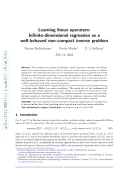 Learning linear operators: Infinite-dimensional regression as a
  well-behaved non-compact inverse problem