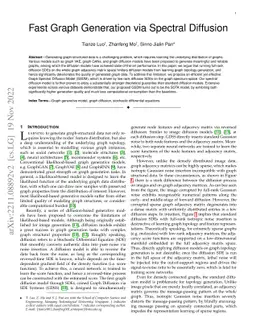 Fast Graph Generation via Spectral Diffusion