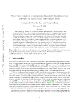 Convergence analysis of unsupervised Legendre-Galerkin neural networks
  for linear second-order elliptic PDEs